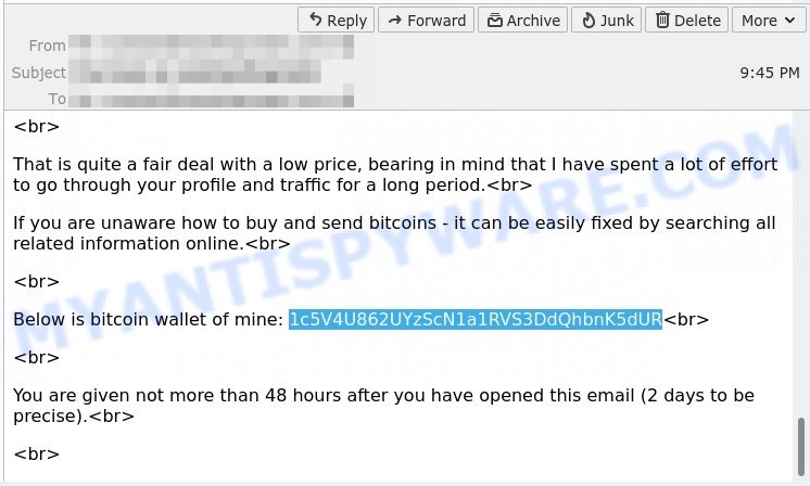 1c5V4U862UYzScN1a1RVS3DdQhbnK5dUR Bitcoin Email Scam