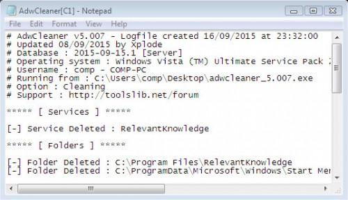 adwcleaner report