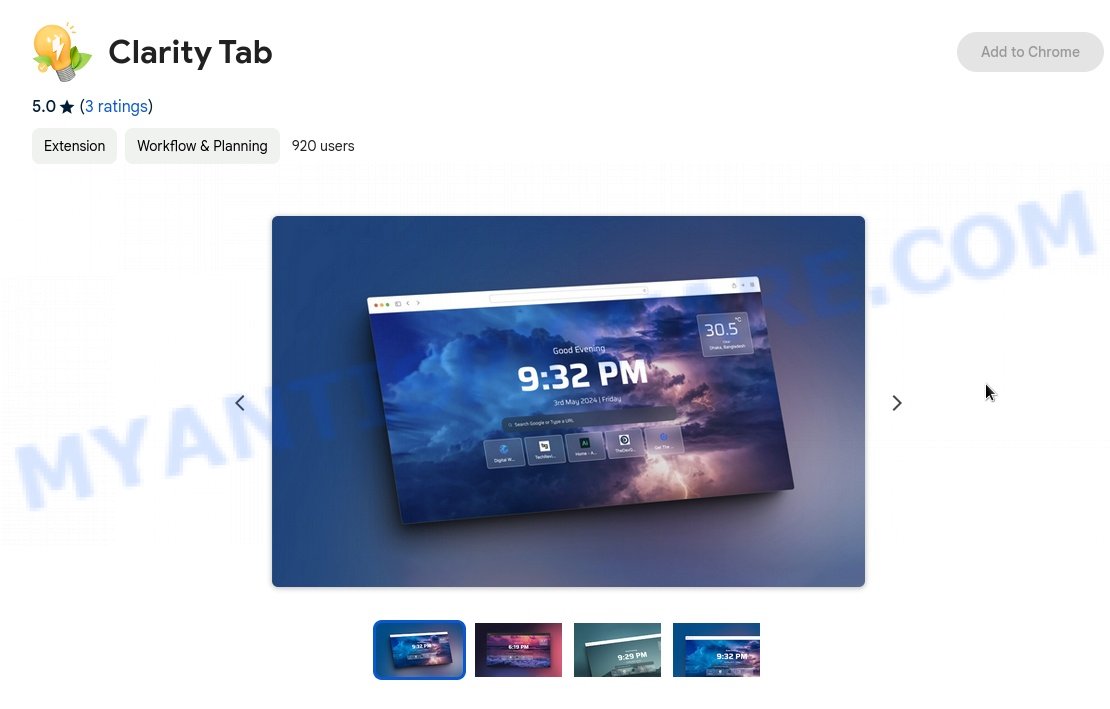 Clarity Tab extension (Virus Removal Guide) Search Engine Fix