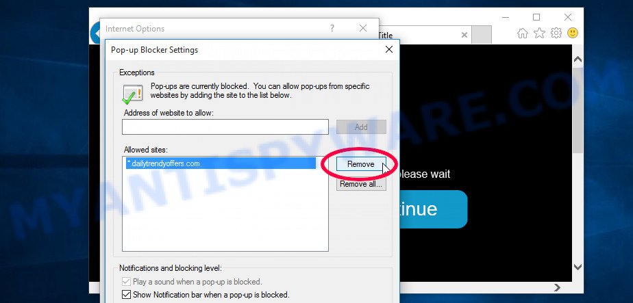 IE Hespited.co.in browser notifications removal