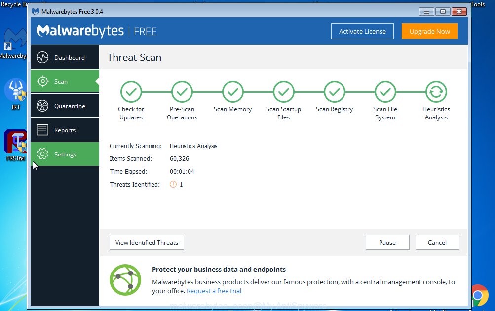 malwarebytes scan for ad supported software which cause Tools Plus pop-up ads