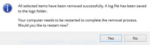 MalwareBytes for Windows restart prompt