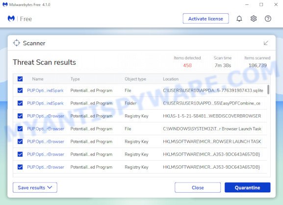 MalwareBytes for MS Windows, scan for adware is complete