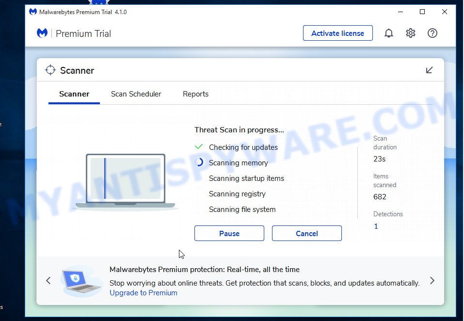 MalwareBytes for MS Windows find adware software that causes Pushy Captcha ads in your internet browser