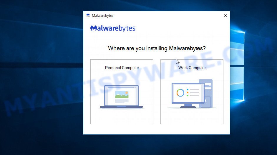 MalwareBytes AntiMalware for MS Windows install wizard
