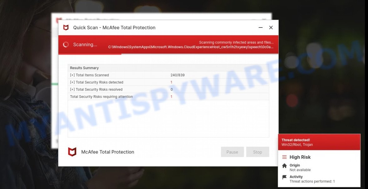 Yourwebarmorsolutions.com mcafee security alert scam - fake system scan