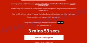 McAfee Your card payment has failed Scam
