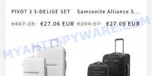 Samsonitenewsale.com fake Samsonite scam products