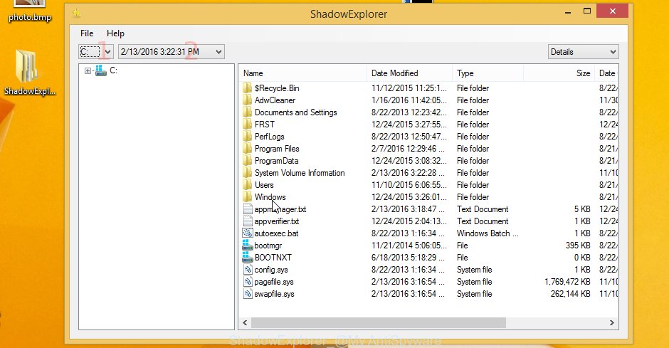ShadowExplorer recover files encrypted by the Watz crypto malware