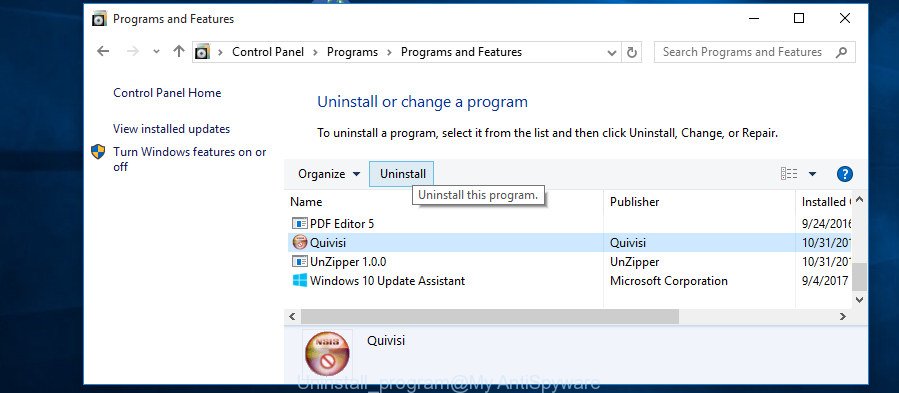 delete program Microsoft Windows 10
