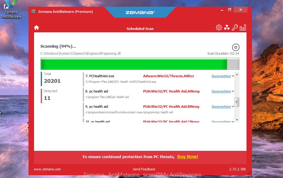 Zemana Anti-Malware locate adware that causes Rounvere.com popups in your web browser